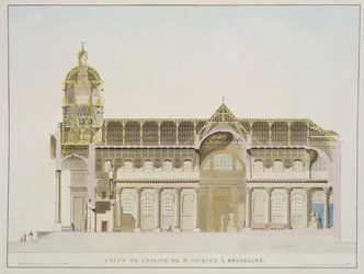 Querschnitt der Kirche St. Jacques, Brüssel, aus 